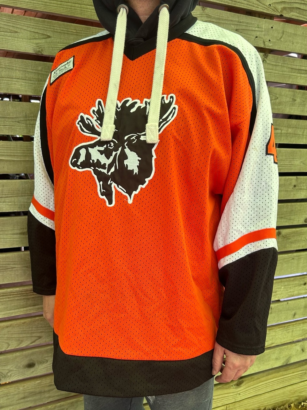 Vintage Abercrombie & Fitch Orange Mesh Hockey Jersey - Picture 11 of 16